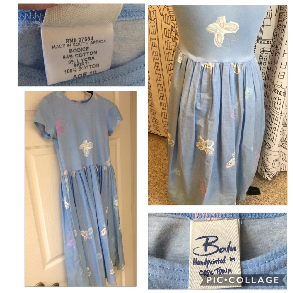 Butterfly Dress - Hand painted - 1 of a Kind - Girls size 8-10